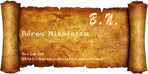 Béres Nikoletta névjegykártya